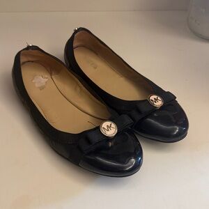 Michael Kors Black Flats with Gold Logo